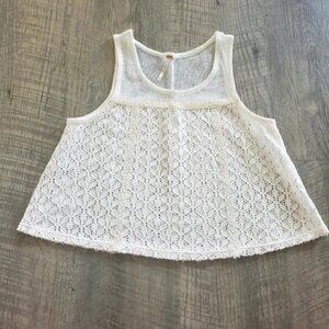 Free People Cream Crochet/Lace Crop Top.